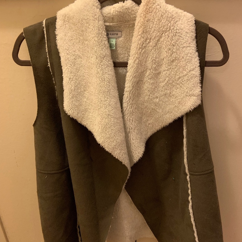 Faux Suede Brown and Cream Vest